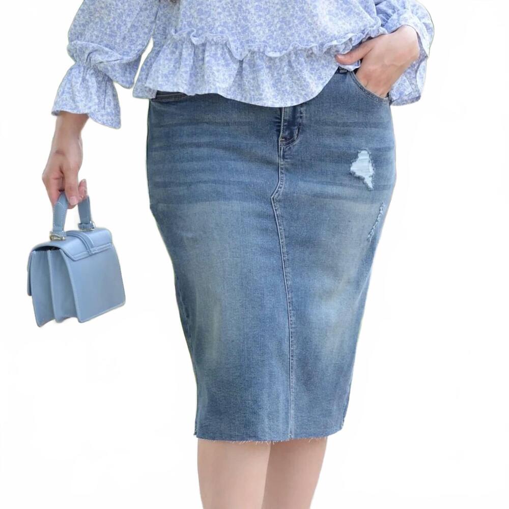 NEW SKIRT SOCIETY havana distressed skirt in blue